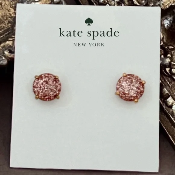 KATE SPADE • Rose Gold Glitter Gumdrop Earrings - Picture 4 of 4